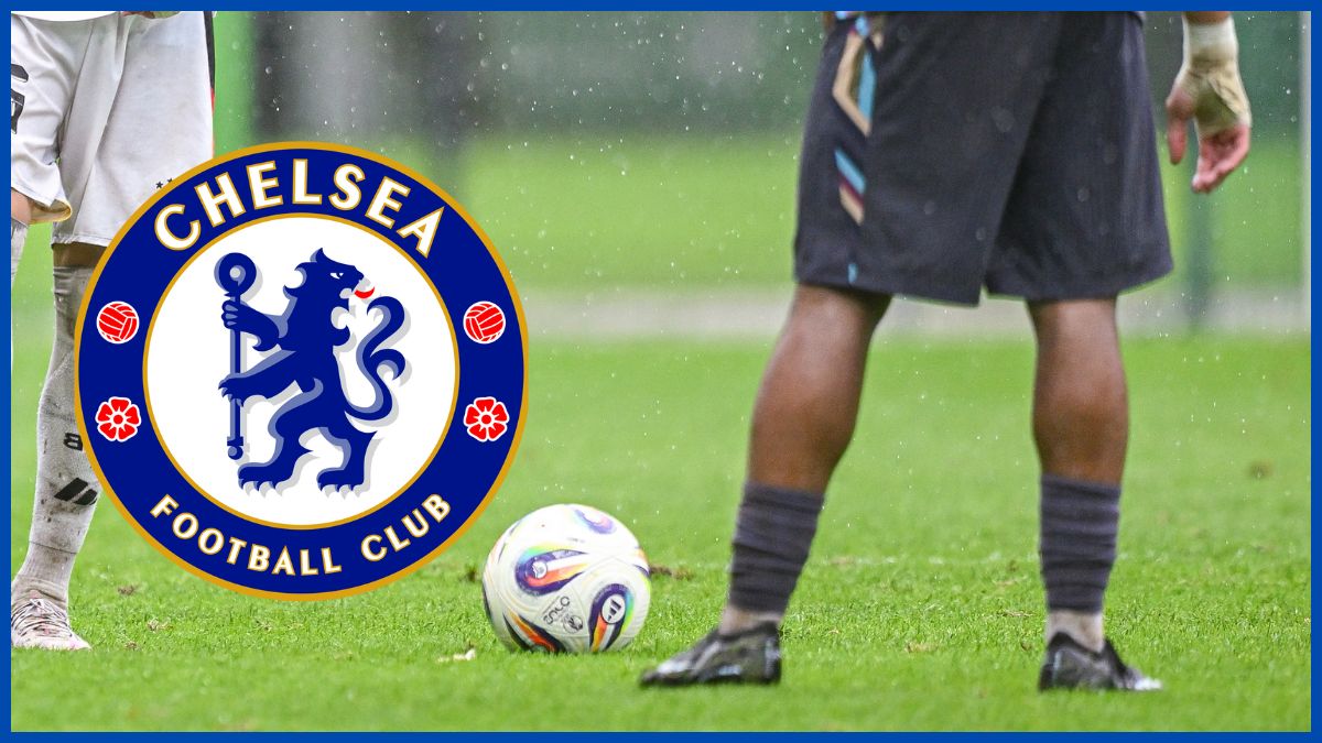 Ryan Kavuma-McQueen with a Chelsea logo.