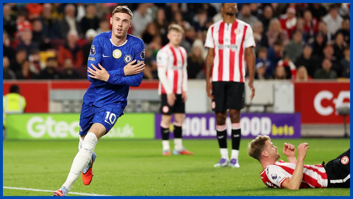 Cole Palmer celebrates against Brentford.
