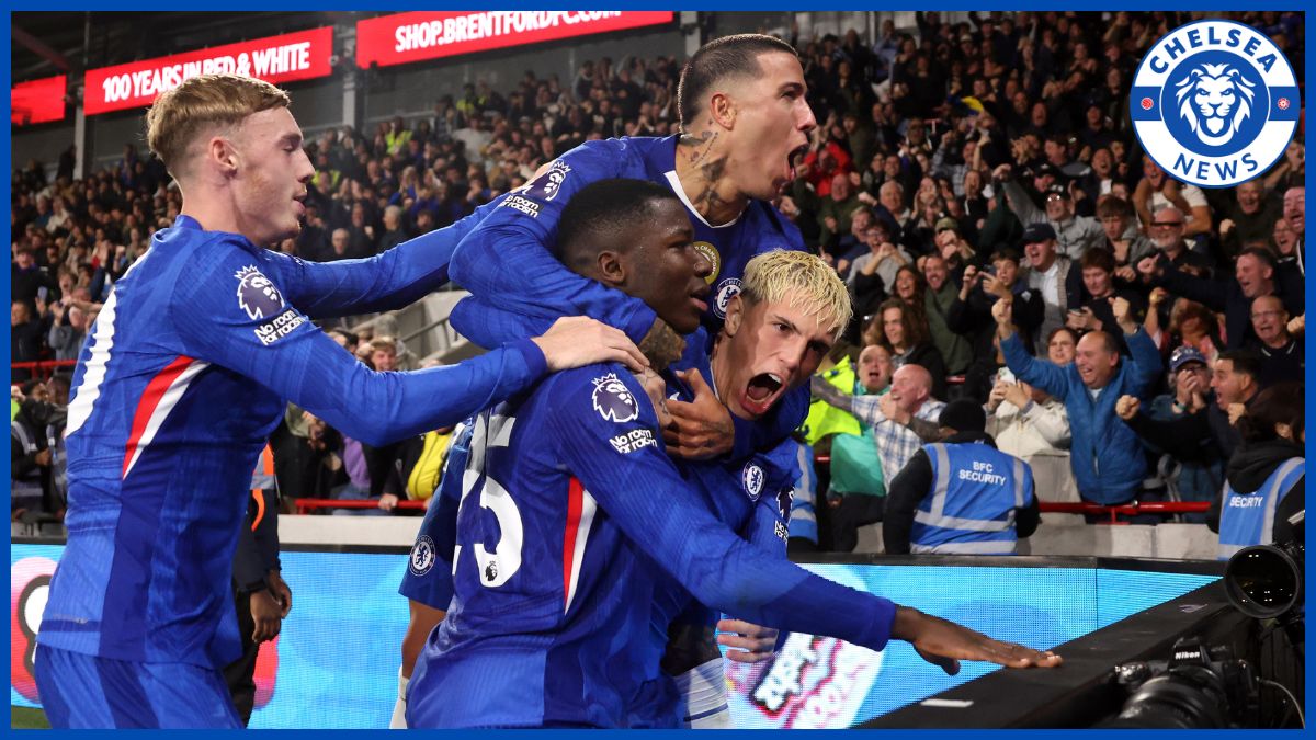 Chelsea celebrate a goal as a group.
