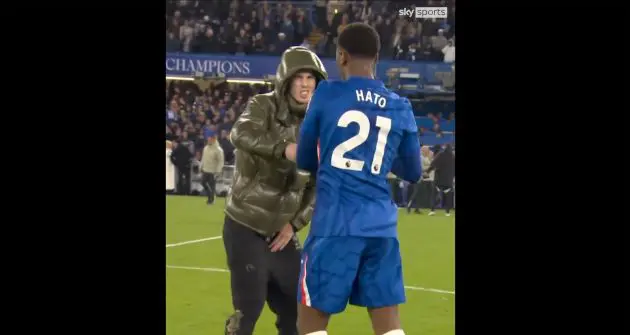 Cole Palmer is annoyed at Jorrel Hato at full time.
