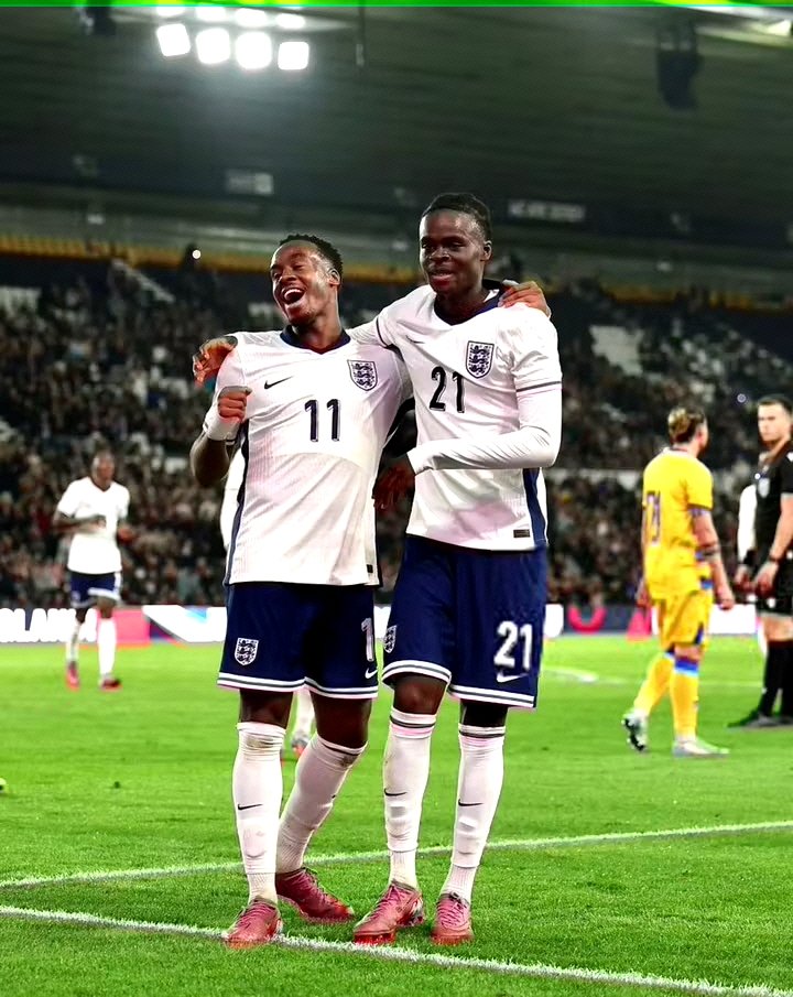 Jamie Gittens and Tyrique George in action for England U21s