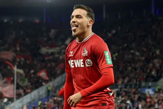 Said El Mala celebrates scoring for Koln.