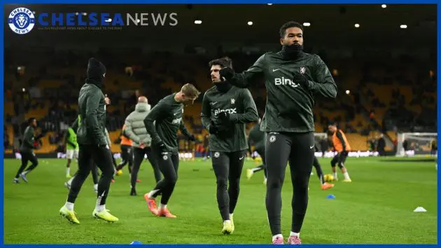 Chelsea stars warm up against Wolves.