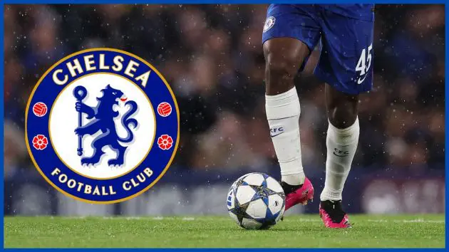 Romeo Lavia with a Chelsea logo.