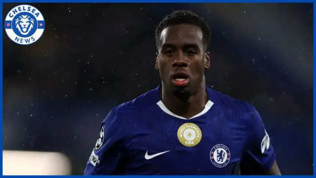 Jamie Gittens with a Chelsea logo.