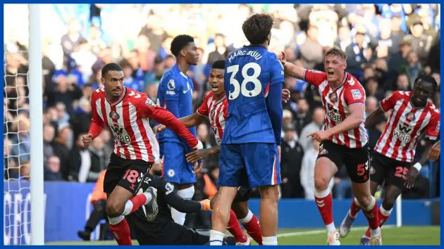 Marc Guiu on the scene as Chelsea concede.