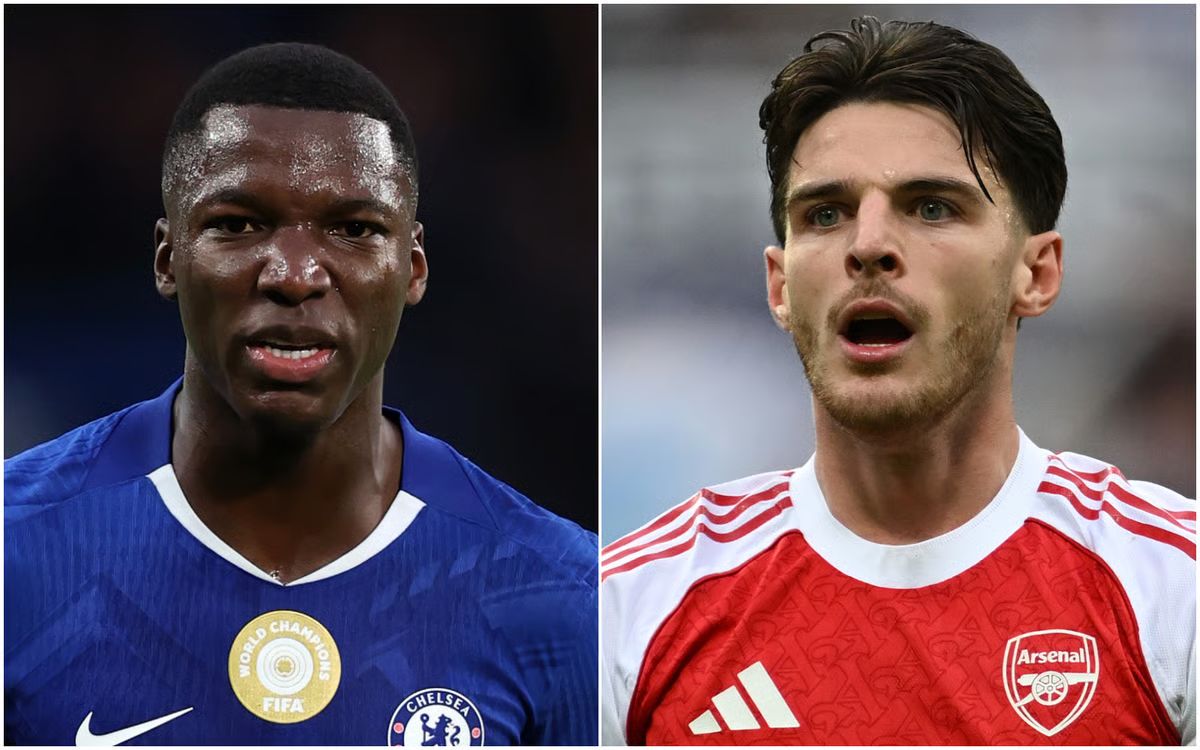 Declan Rice and Moises Caicedo in a photo montage.