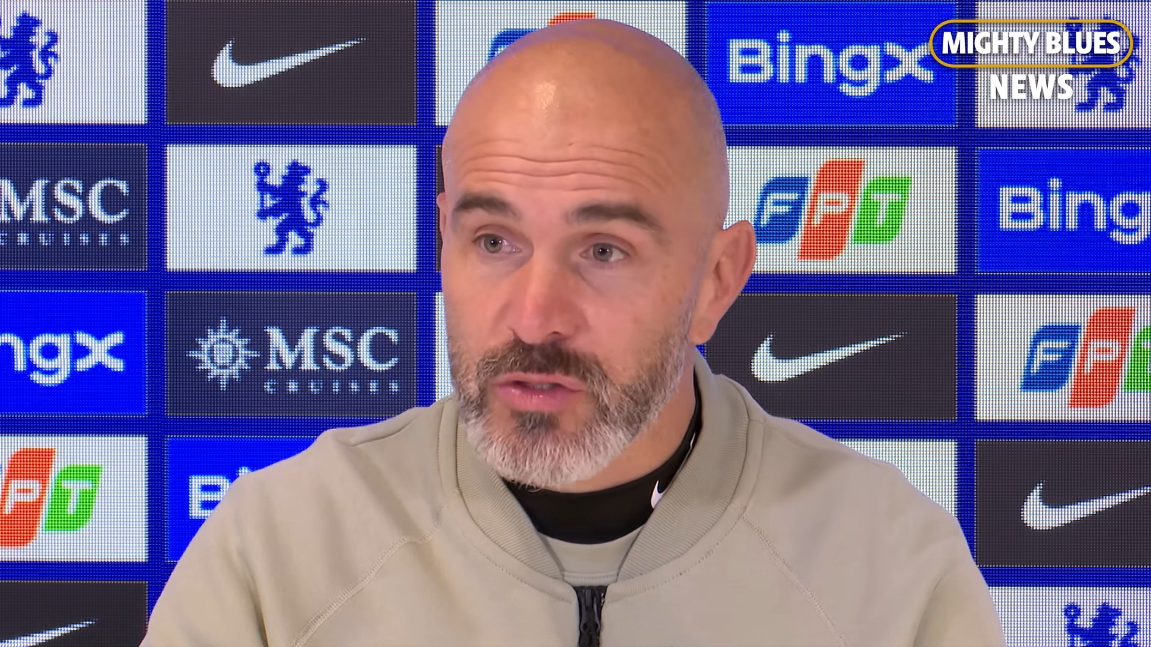 Enzo Maresca speaks in the press conference after a win.
