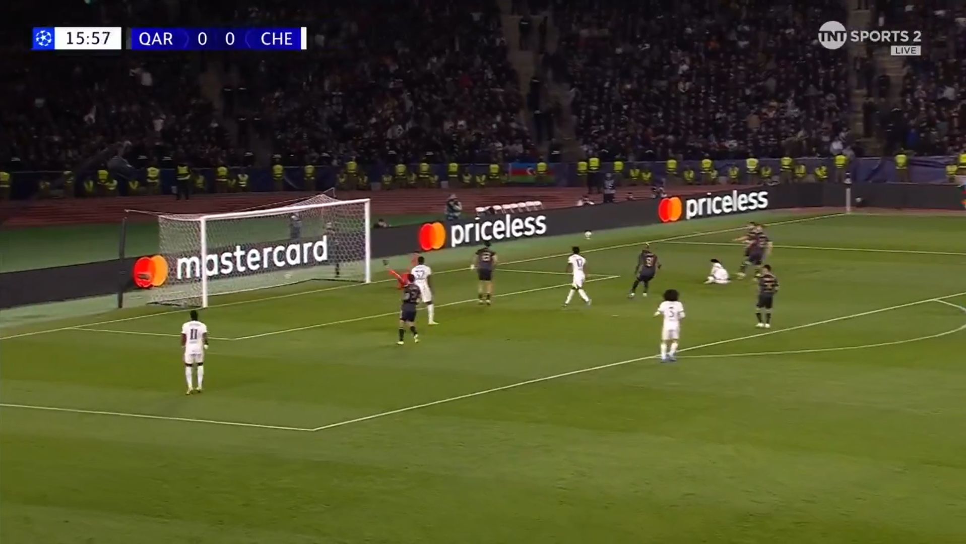 Estevao fires one in for his second Champions League goal.