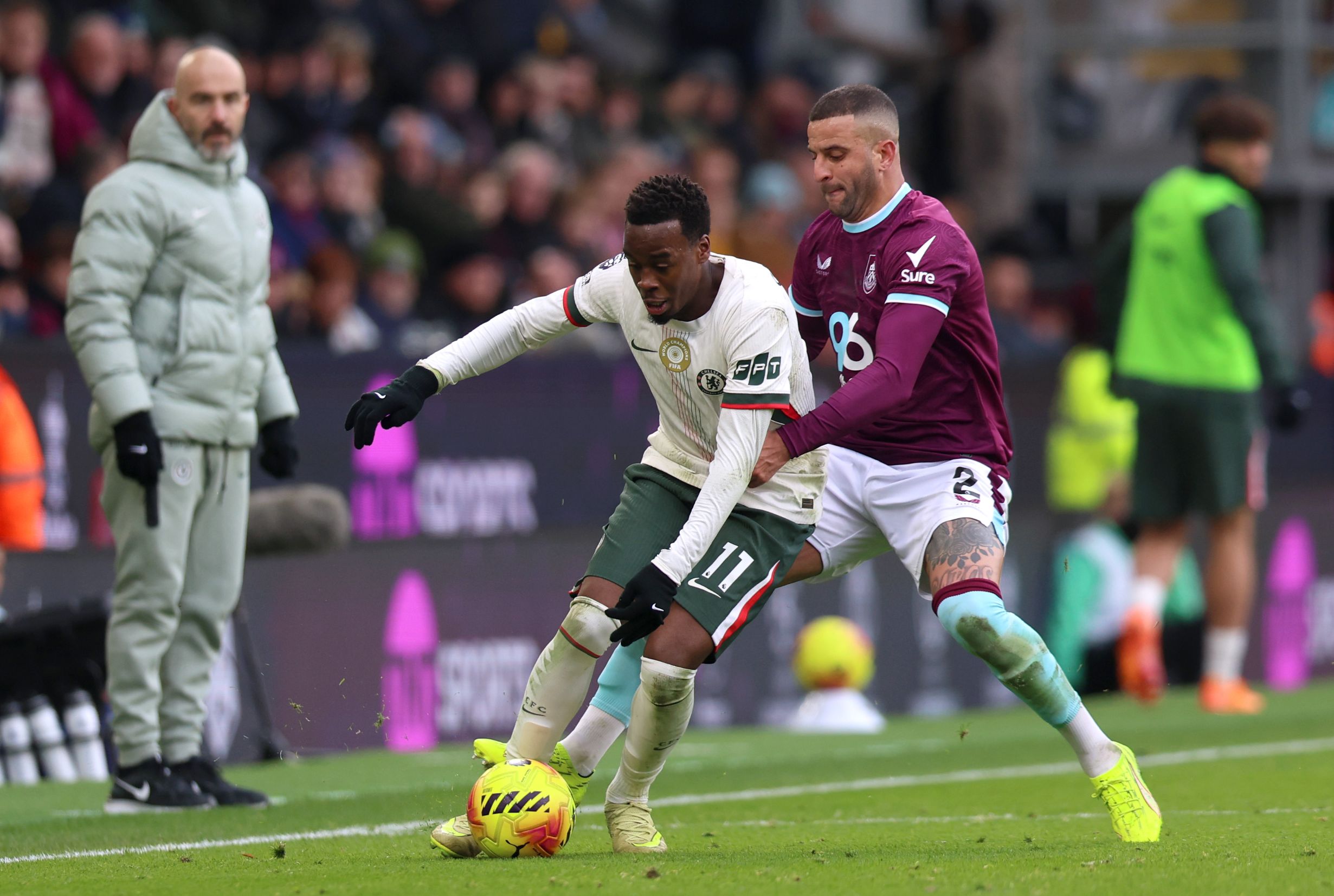 Jamie Gittens in action against Burnley.