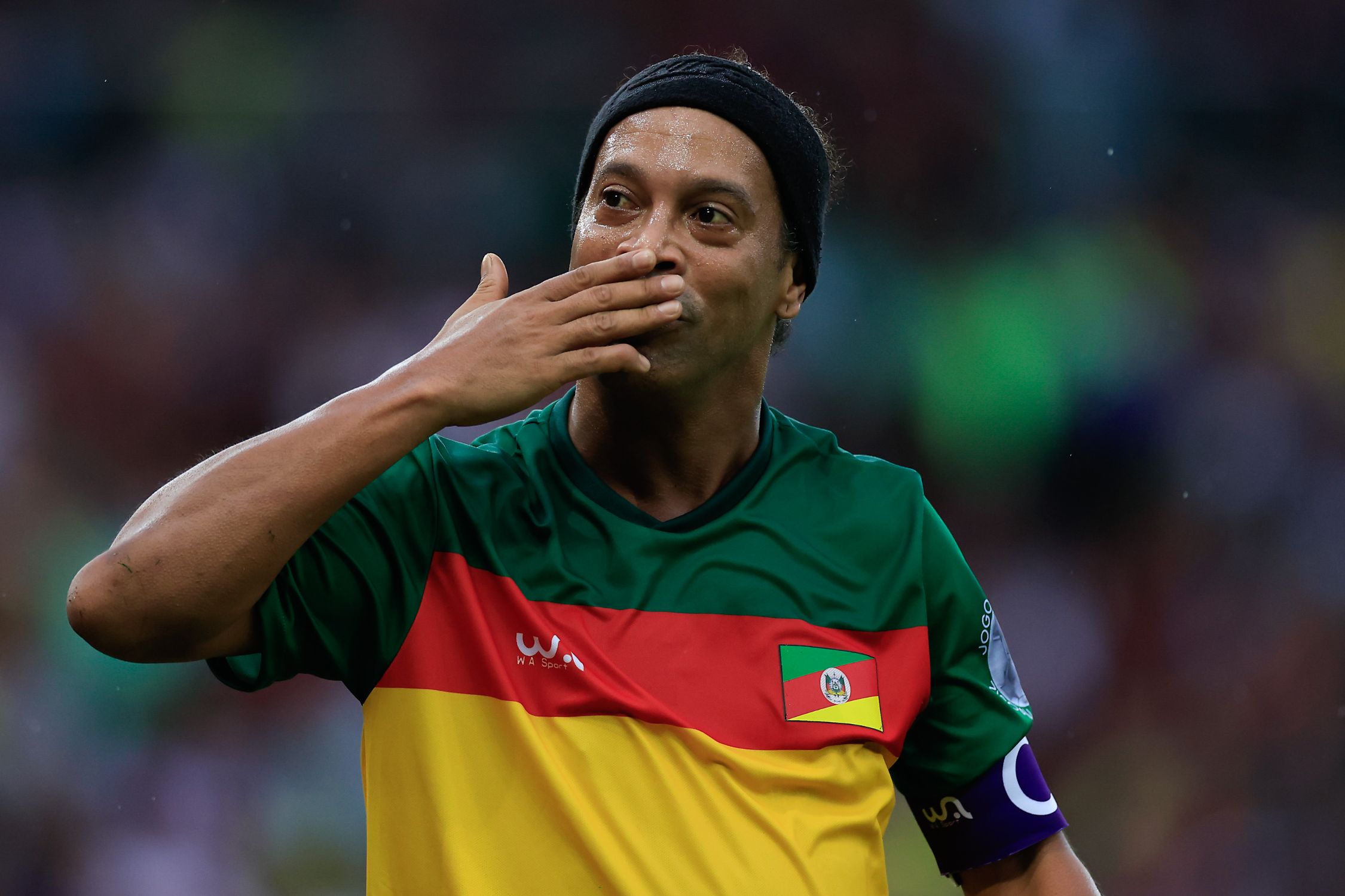 Ronaldinho in action in a charity game.