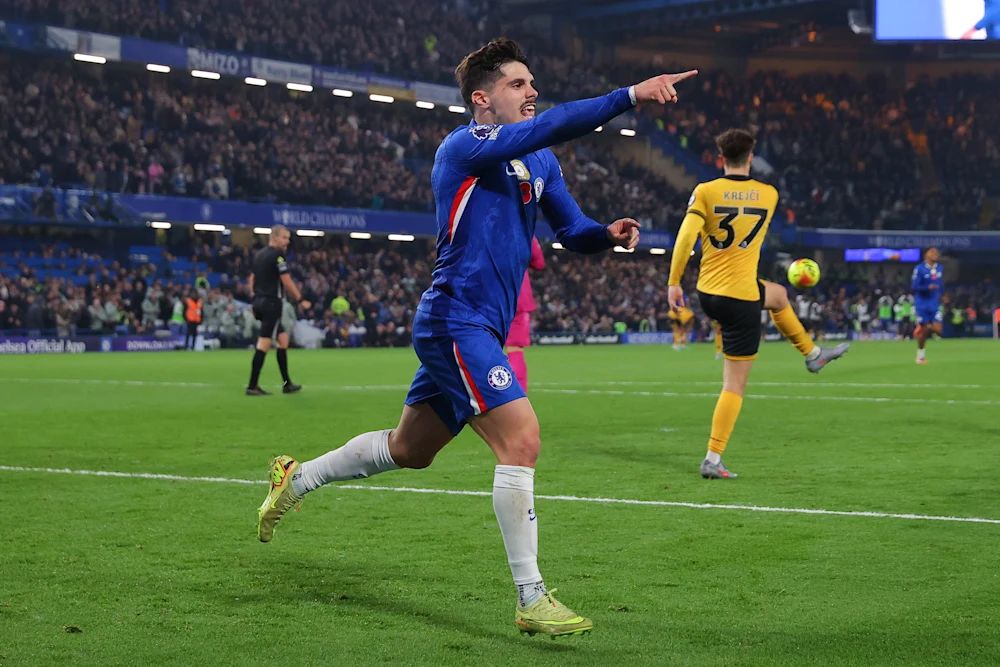 Pedro Neto celebrates scoring against his old club.