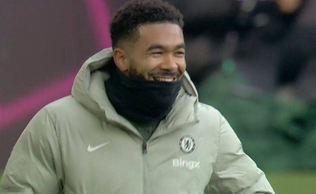 Reece James smiles after being subbed off.