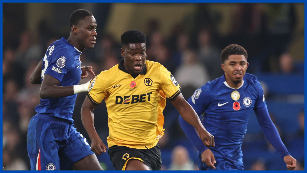 Trevoh Chalobah and Wesley Fofana chase down Marshall Munetsi in Chelsea's win over Wolves.