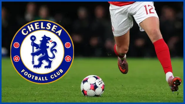 Victor Froholdt with a Chelsea logo.