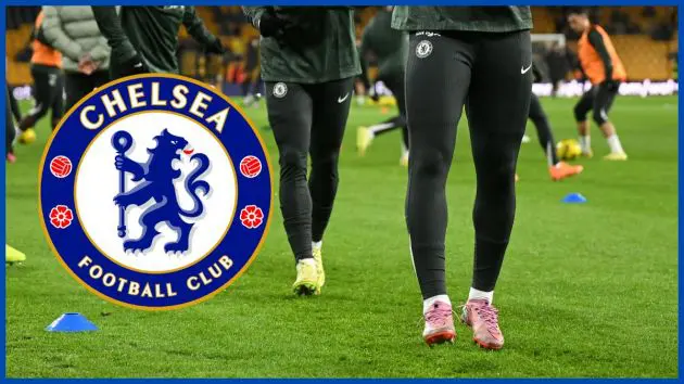 Reece James with a Chelsea logo.