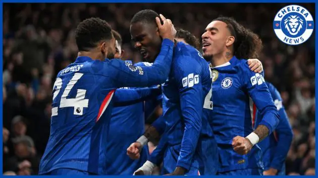 Chelsea group generic celebrate with Trevoh Chalobah. (Photo by Mike Hewitt/Getty Images)