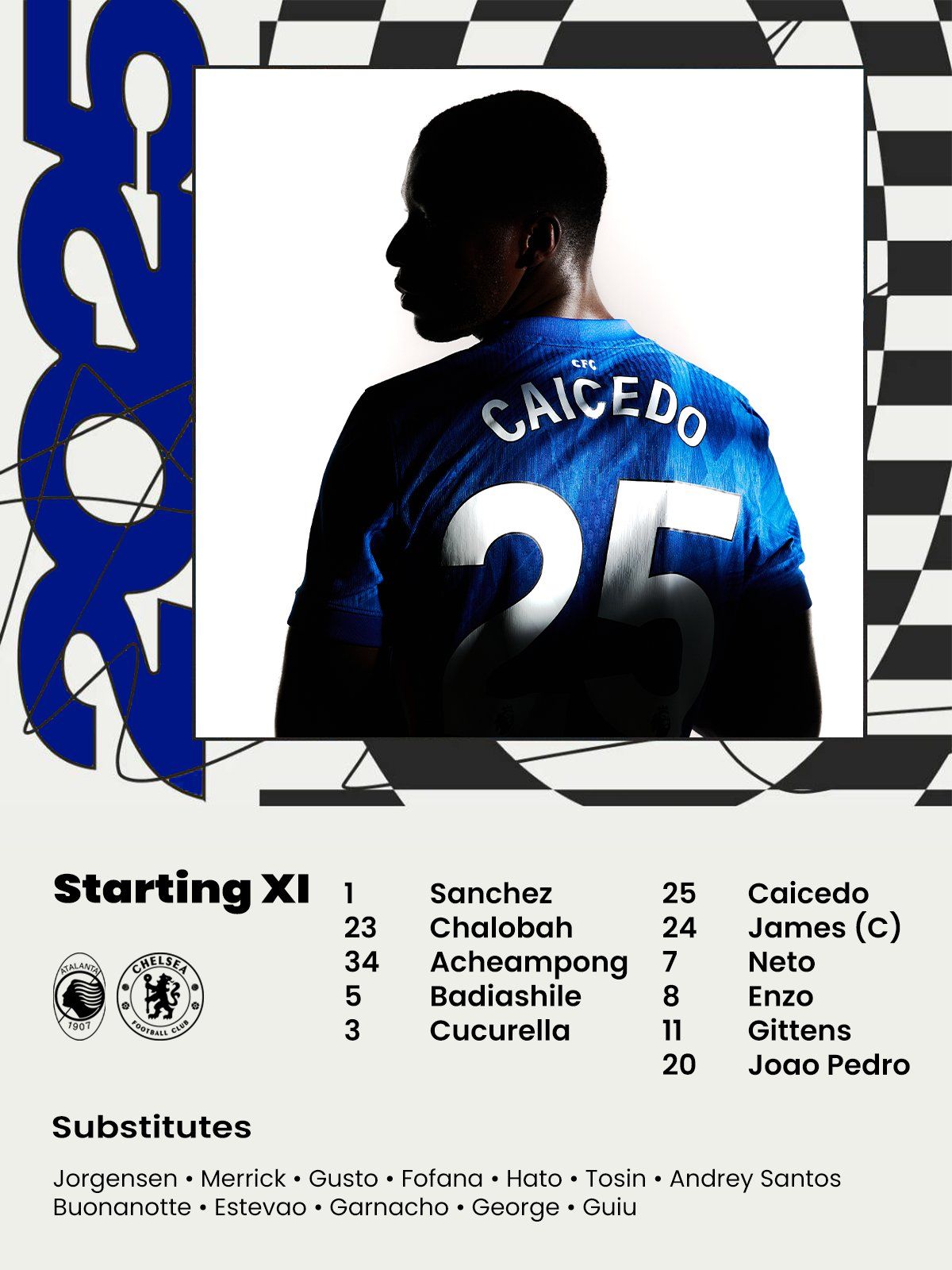 Chelsea's team to face Atalanta in the Champions League.