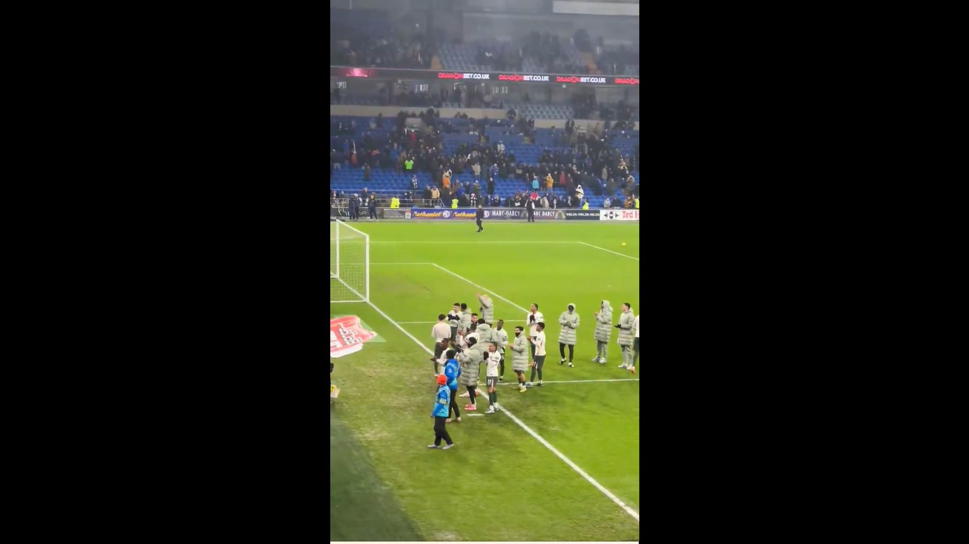 Enzo Maresca approaches the Chelsea fans.
