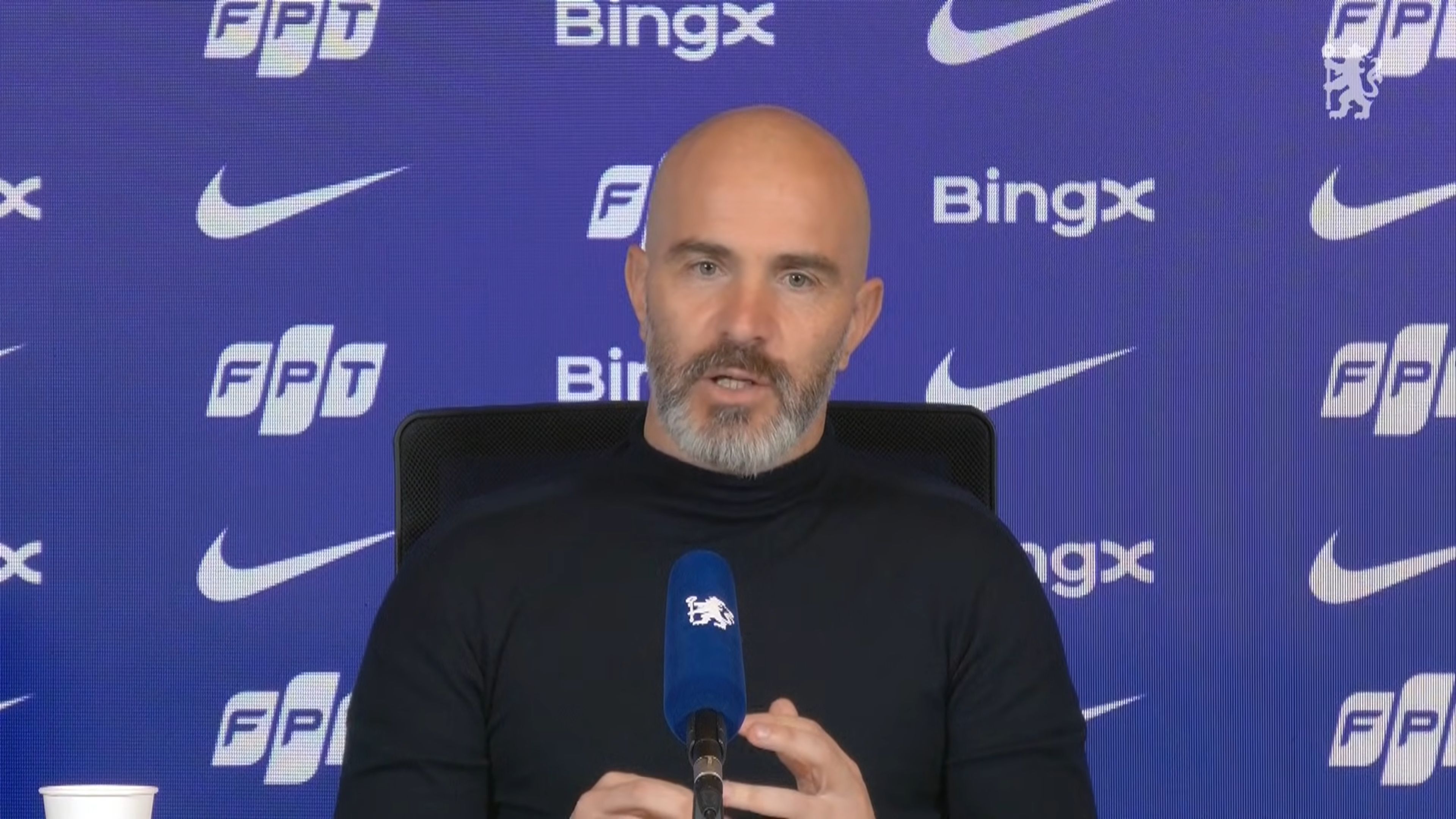 Enzo Maresca speaking in his press conference.