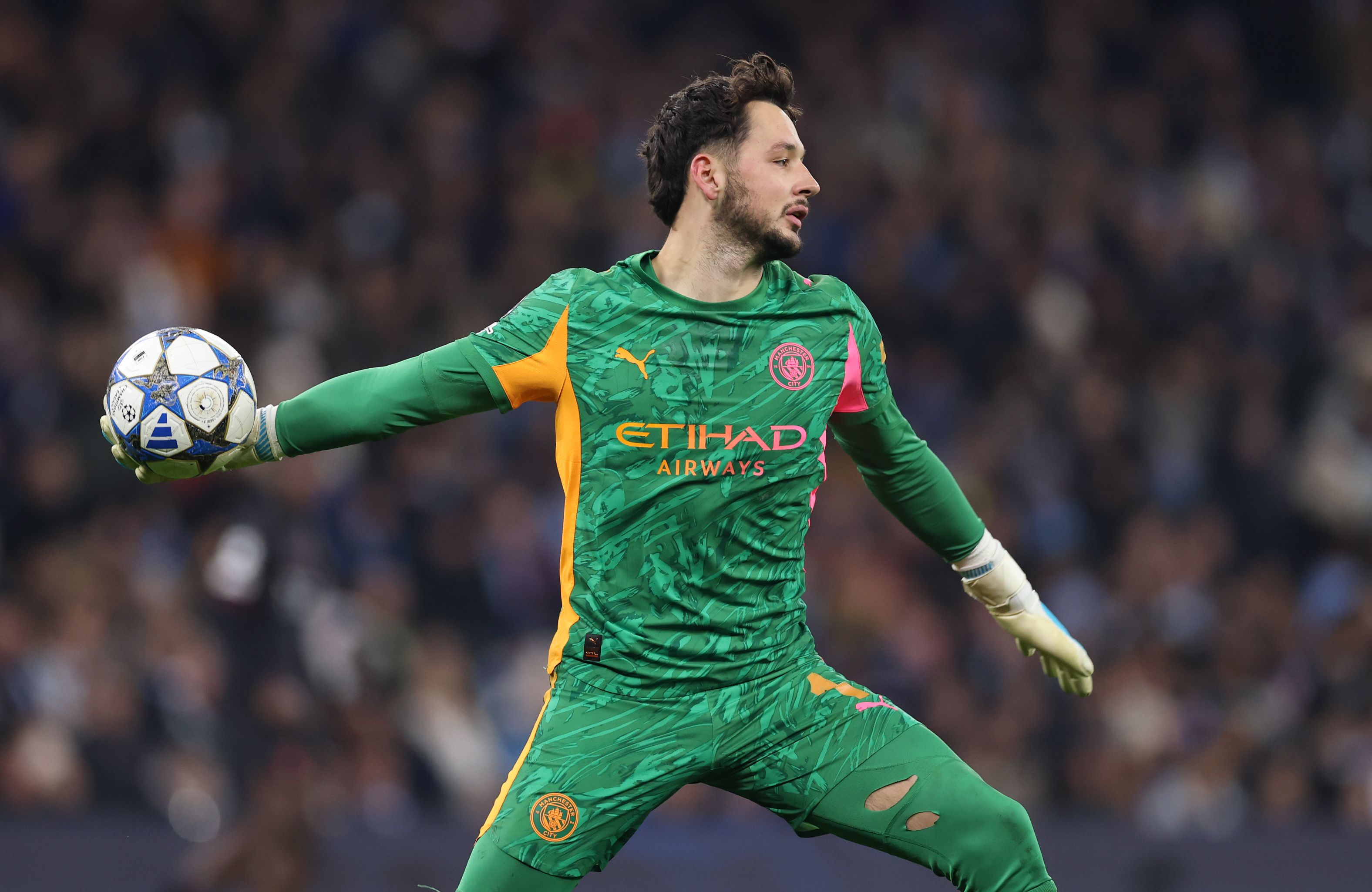 James Trafford in action for Manchester City.