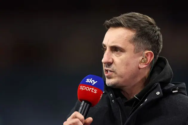 Gary Neville doing punditry for Sky.