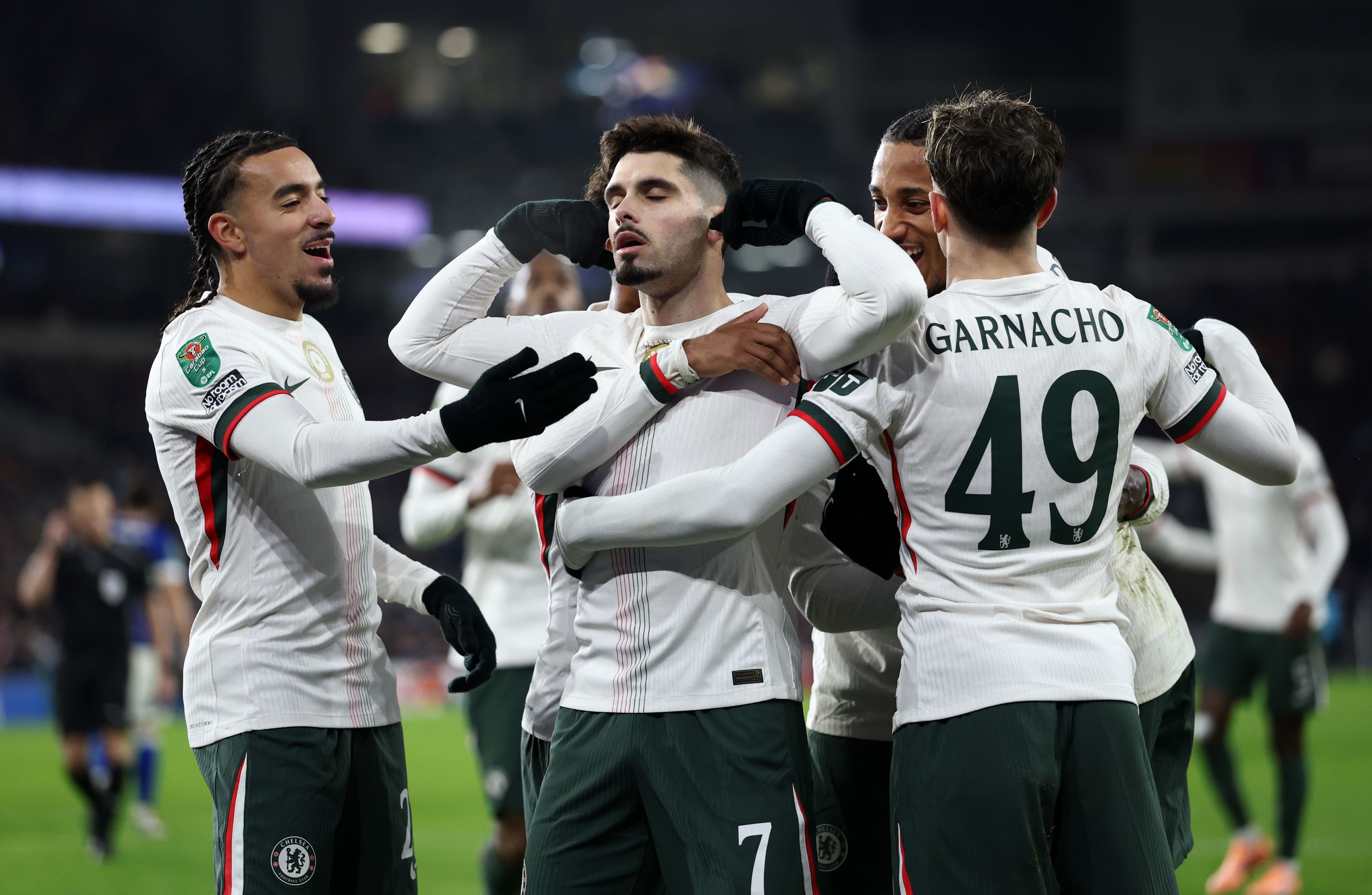 Pedro Neto celebrates against Cardiff.