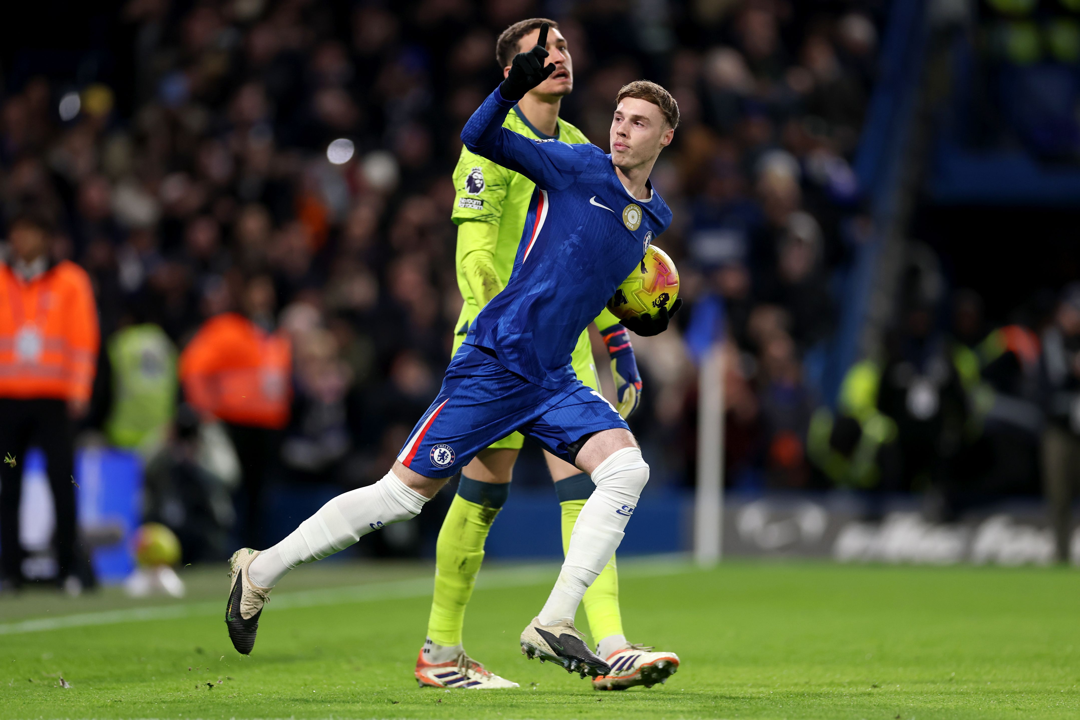 Cole Palmer celebrates scoring against Bournemouth.