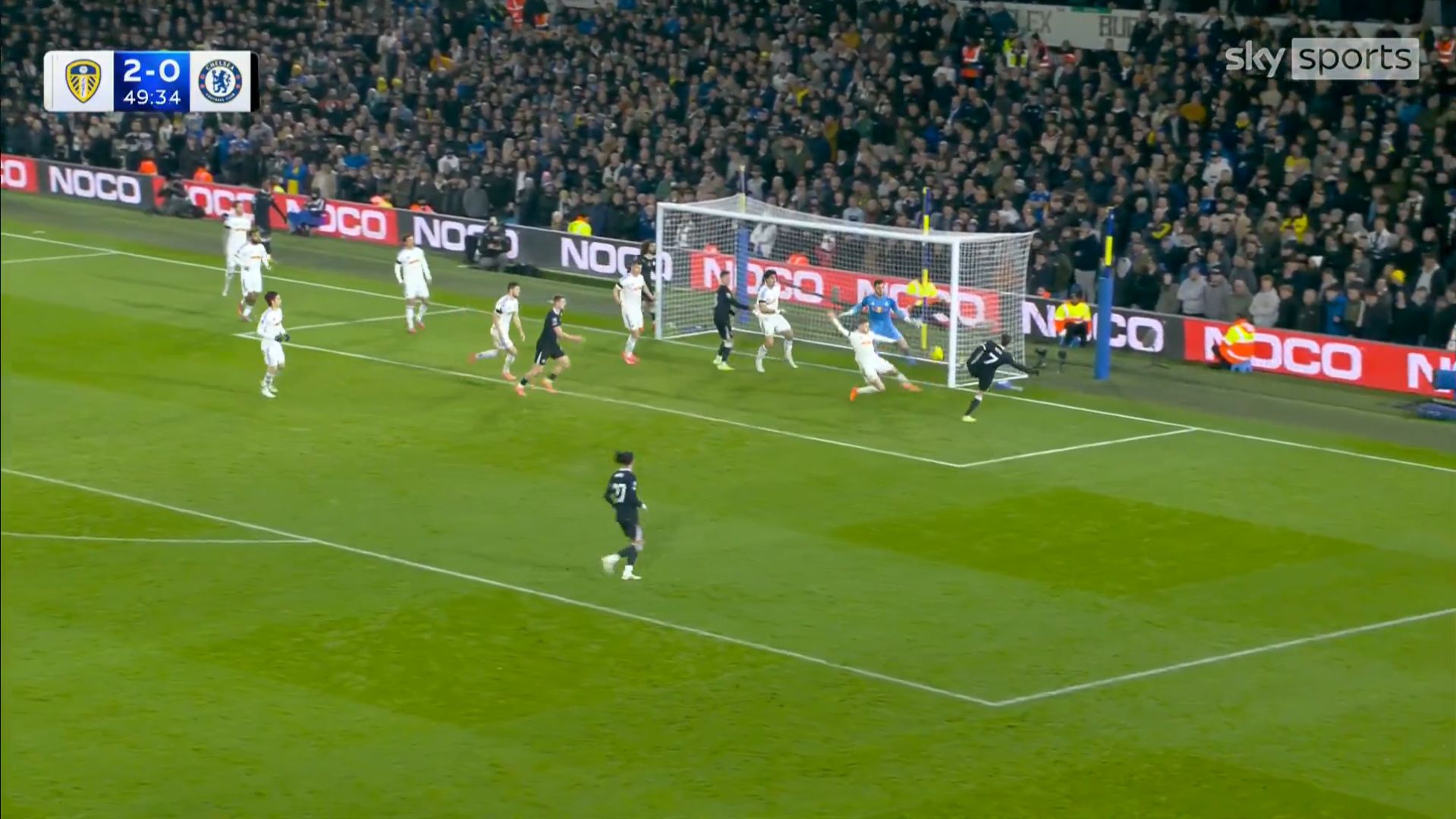 Pedro Neto scores for Chelsea from close range.