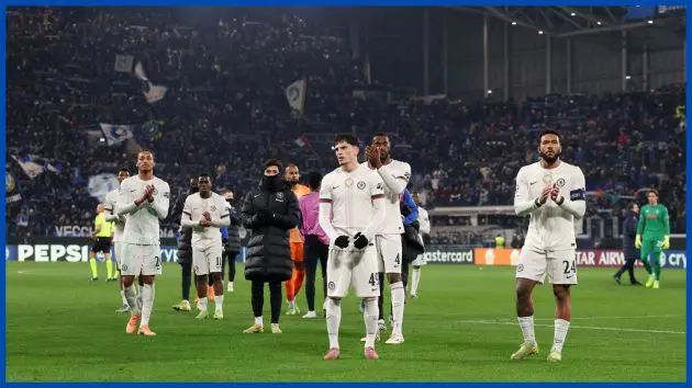 Chelsea applaud fans at full time.