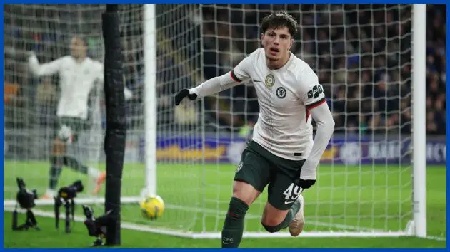 Alejandro Garnacho celebrates scoring.