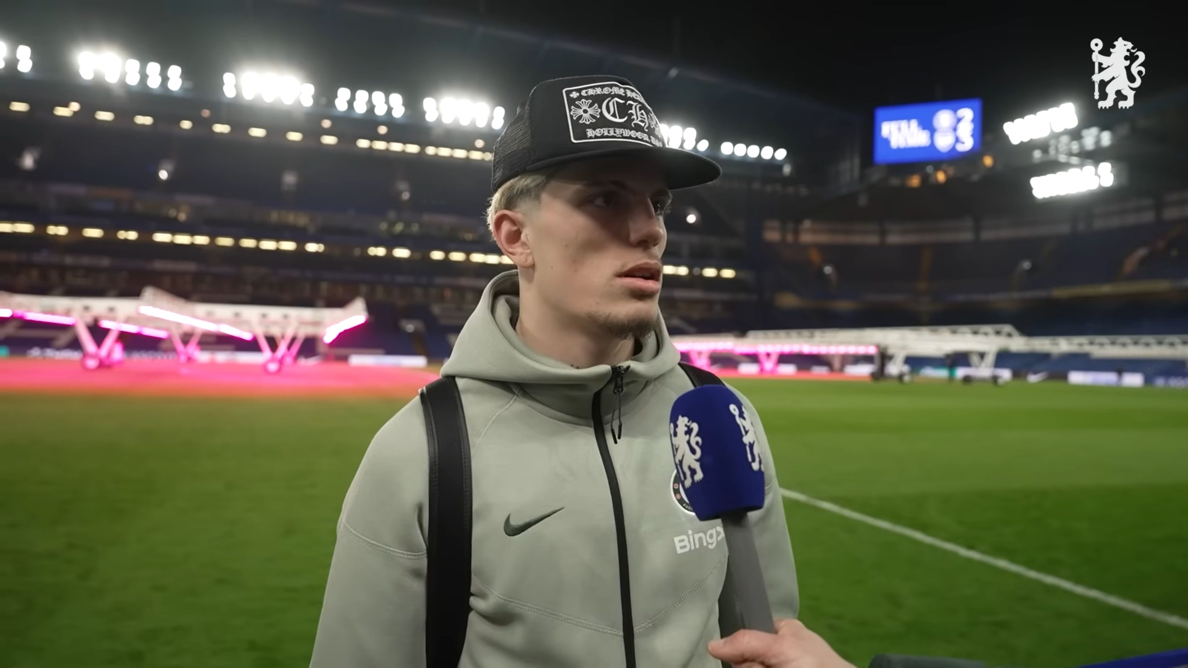 Alejandro Garnacho speaks to Chelsea TV.