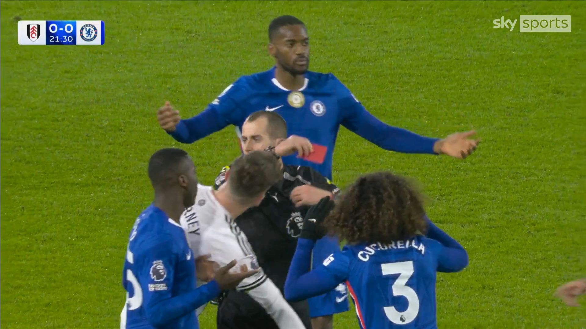 Marc Cucurella gets his red card.
