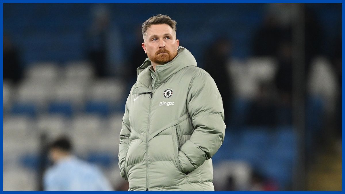 Calum McFarlane on the touchline for Chelsea.