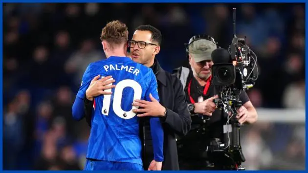 Cole Palmer is consoled by Liam Rosenior.