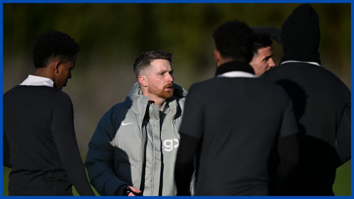 Calum McFarlane takes his first training session.
