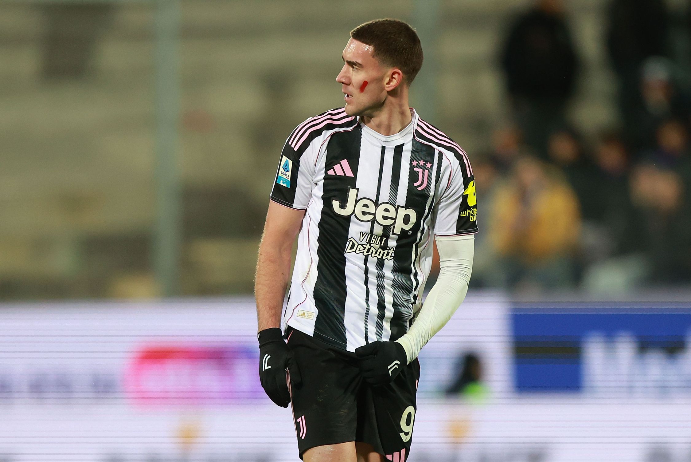Dusan Vlahovic in action for Juventus.