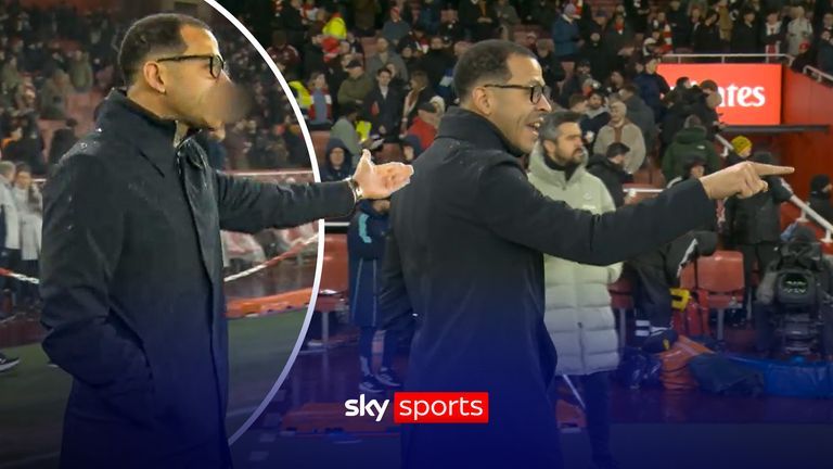 Liam Rosenior gets angry at Arsenal's warm up.