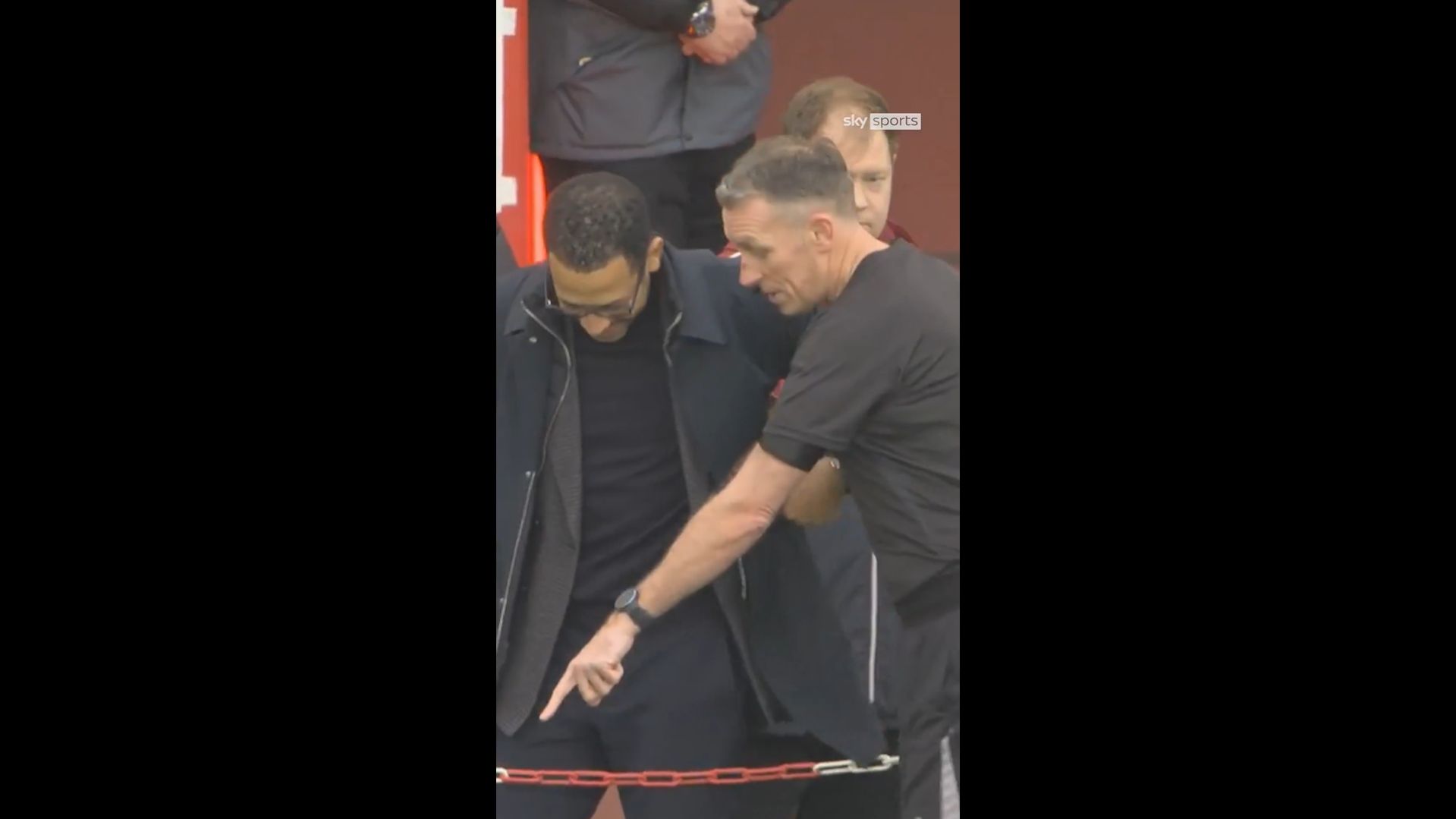 Liam Rosenior teased by the fourth official.