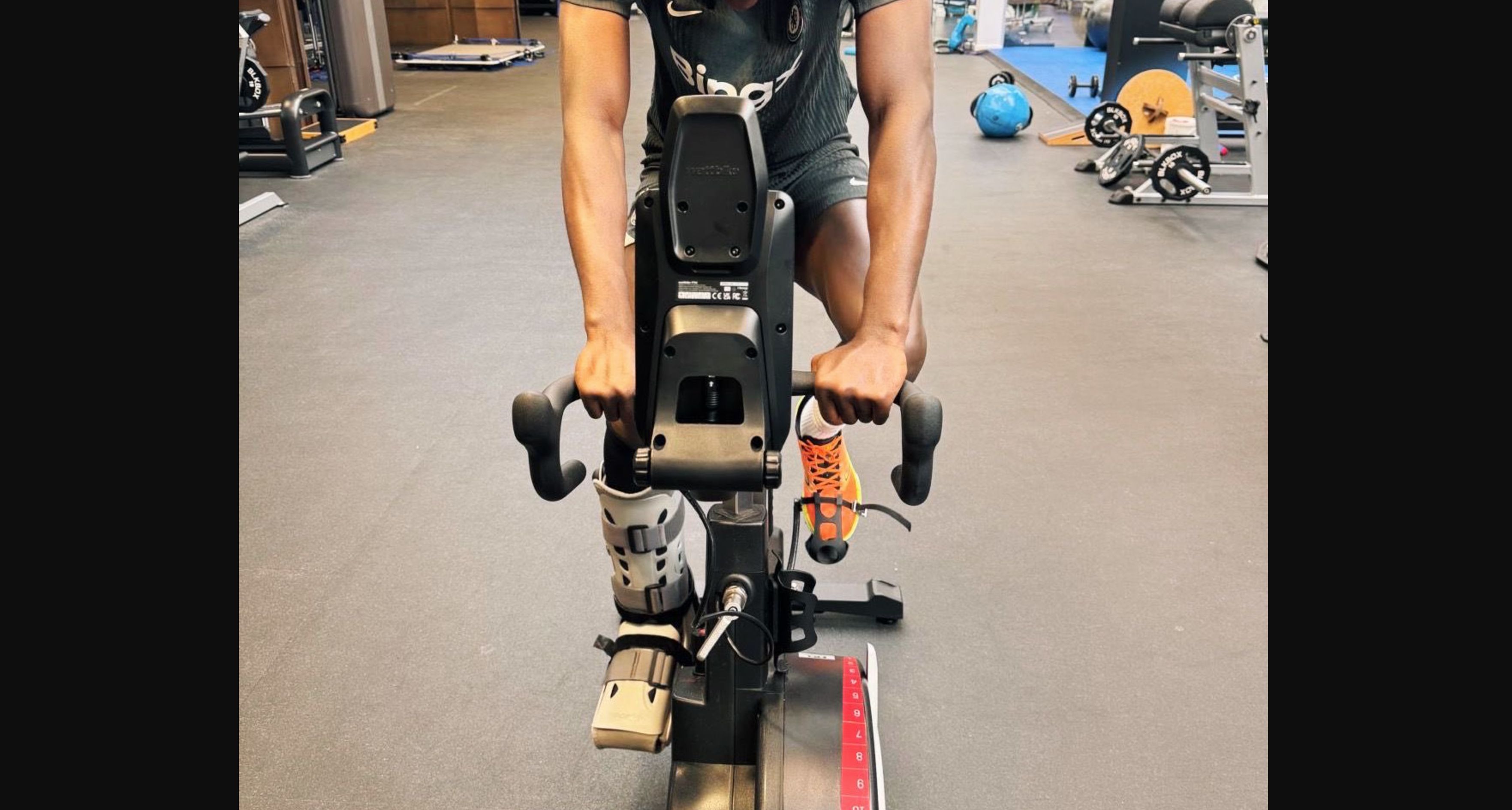 Trevoh Chalobah on the bike machine.