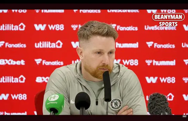 Calum McFarlane speaks to the media.