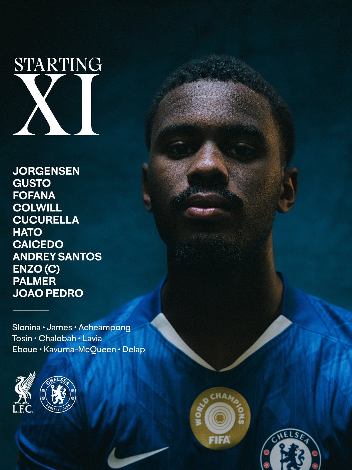 Chelsea's team to face Liverpool.