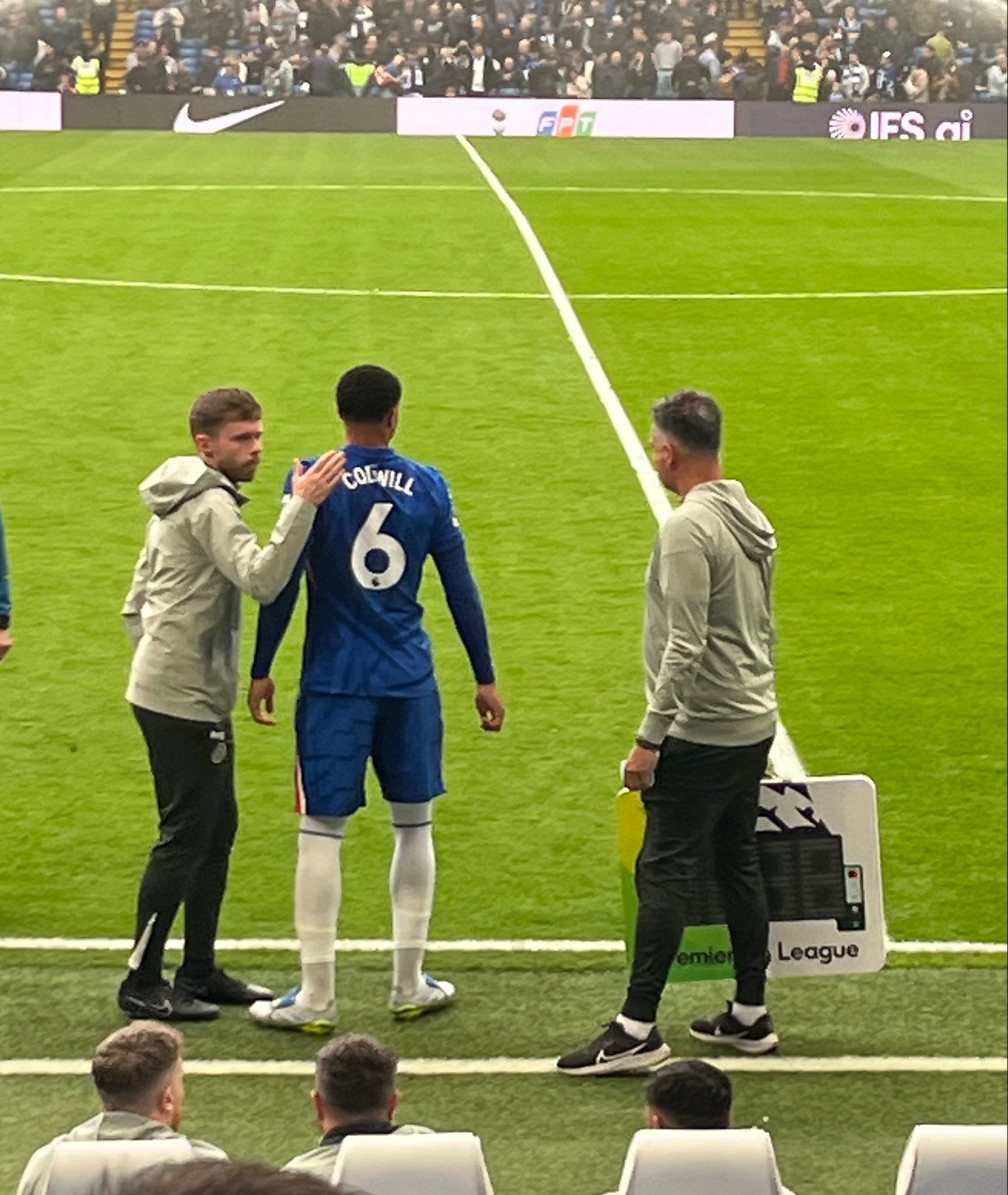 Levi Colwill comes on at half time for Chelsea.