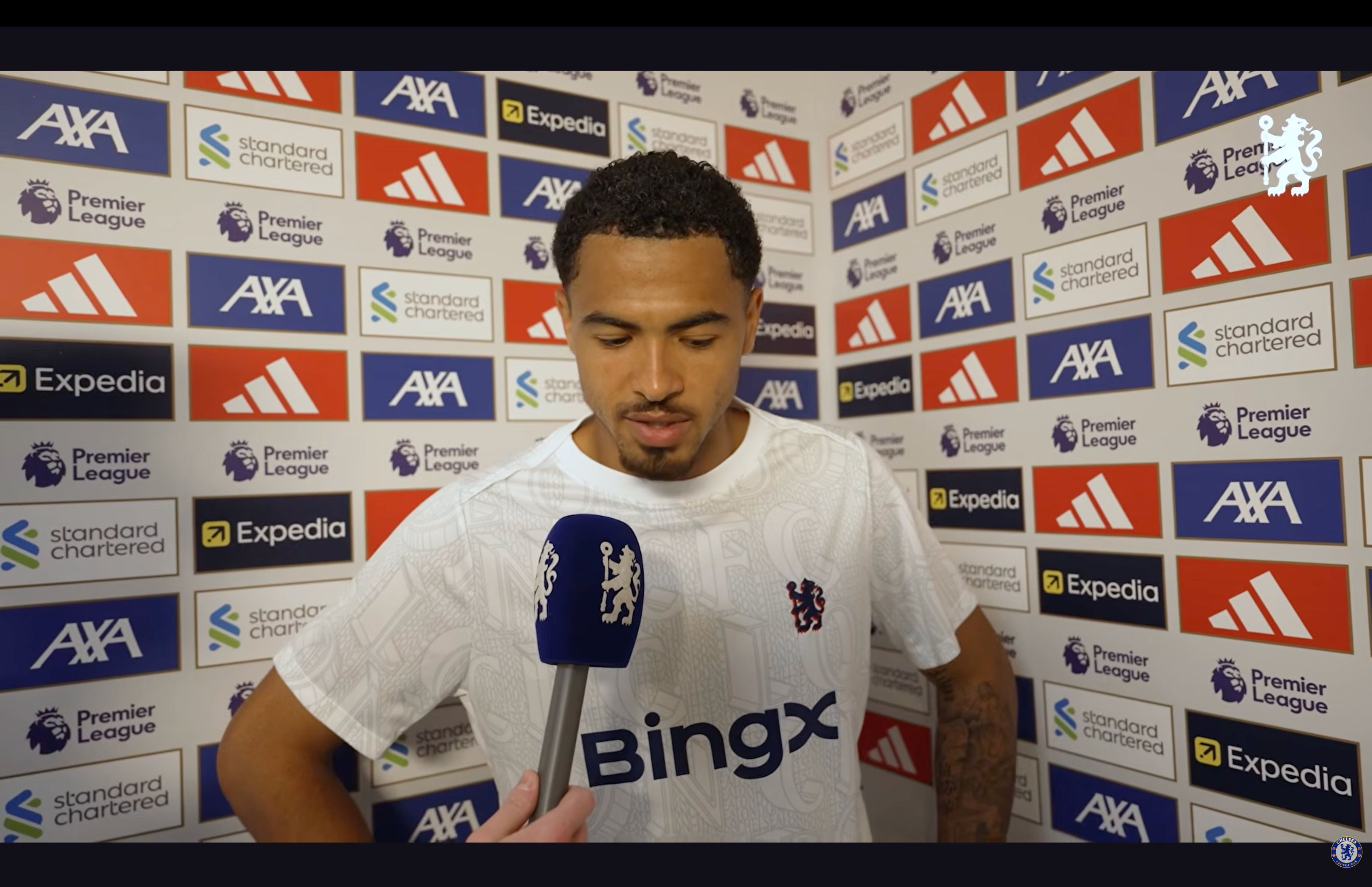 Levi Colwill speaking to Chelsea TV after the game.