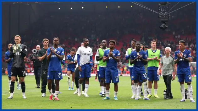 A generic group of Chelsea's squad at full time.