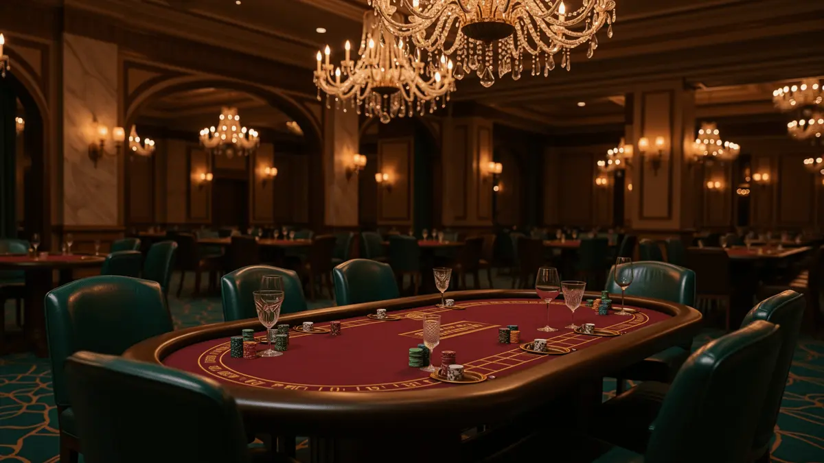 Luxurious high-roller casino interior with elegant gaming floor and refined furnishings