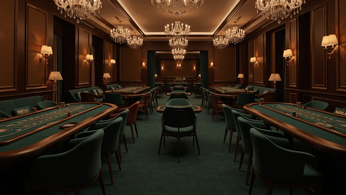 Luxury independent casino interior with upscale gaming floor and premium furnishings