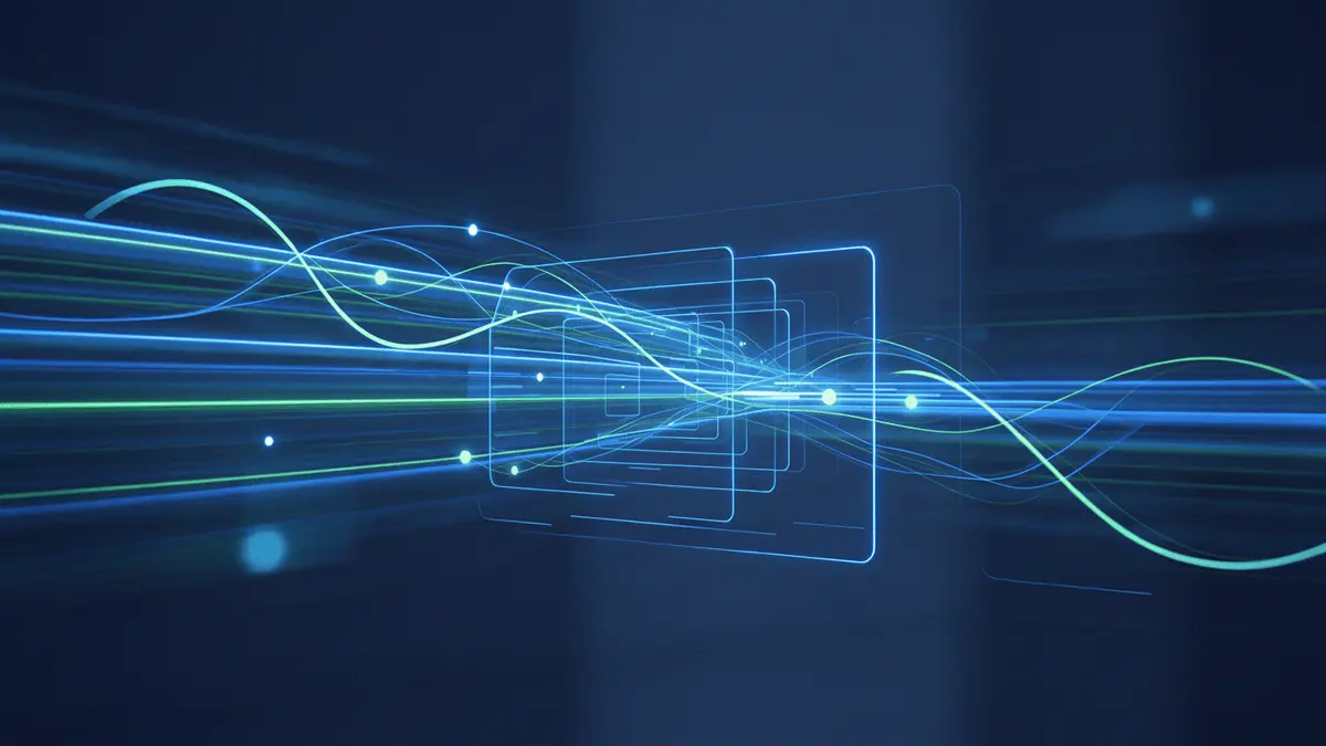 Abstract digital financial transaction visualization showing fast money transfer flows and secure payment processing