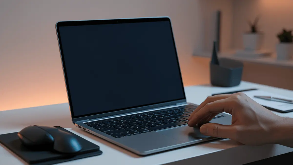 Modern laptop in contemporary home office setup representing online UK betting platforms