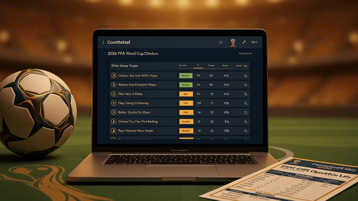 2026 World Cup betting interface on digital device with football and betting elements
